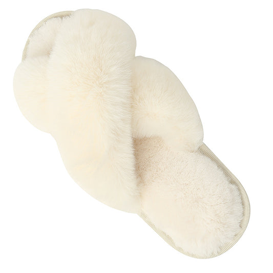 Slippers Winter Plush Cross Belt Drag Cotton
